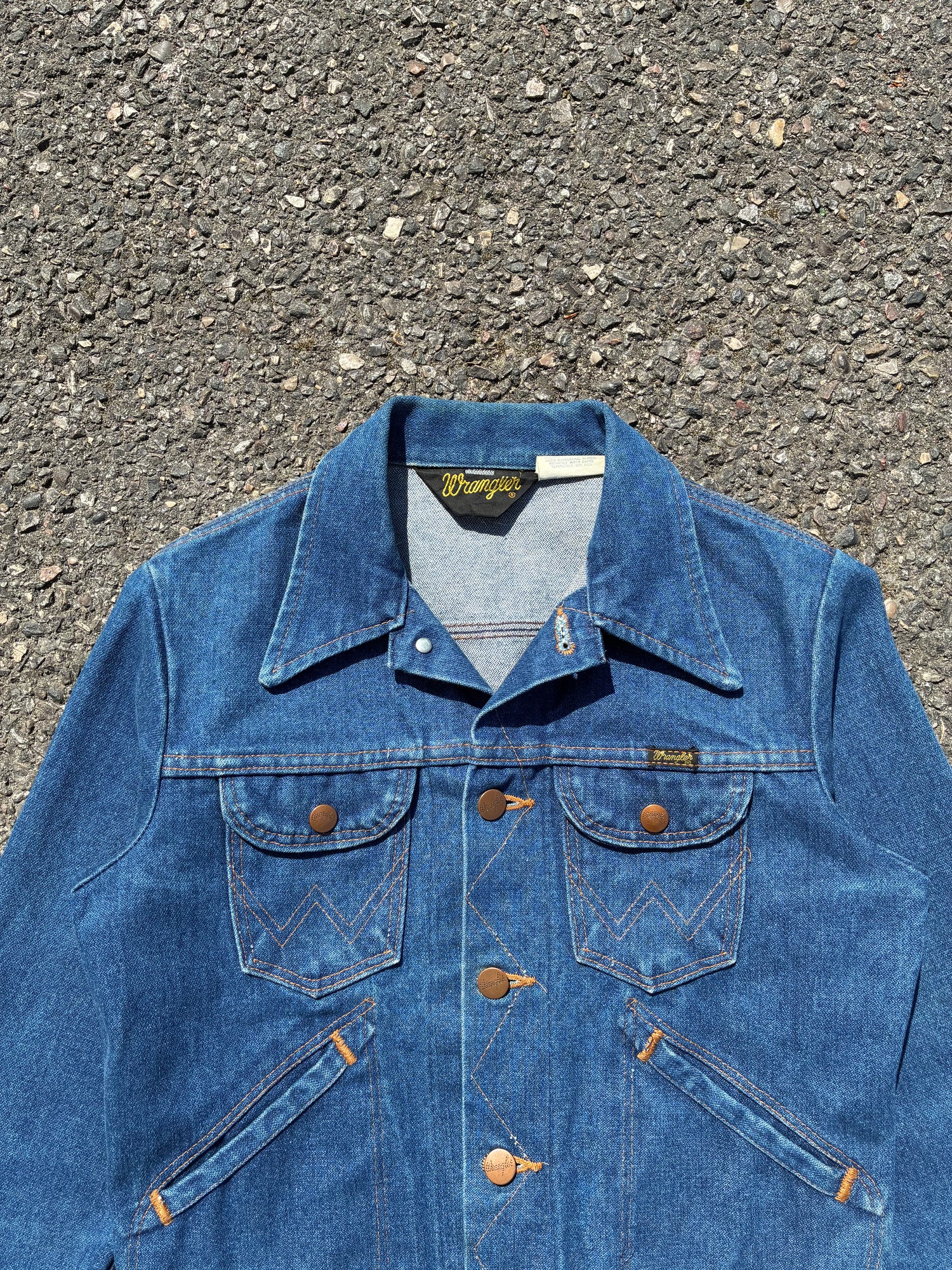 Wrangler Denim Jacket 70s Faded Blue Vintage Made in Usa Taille - S