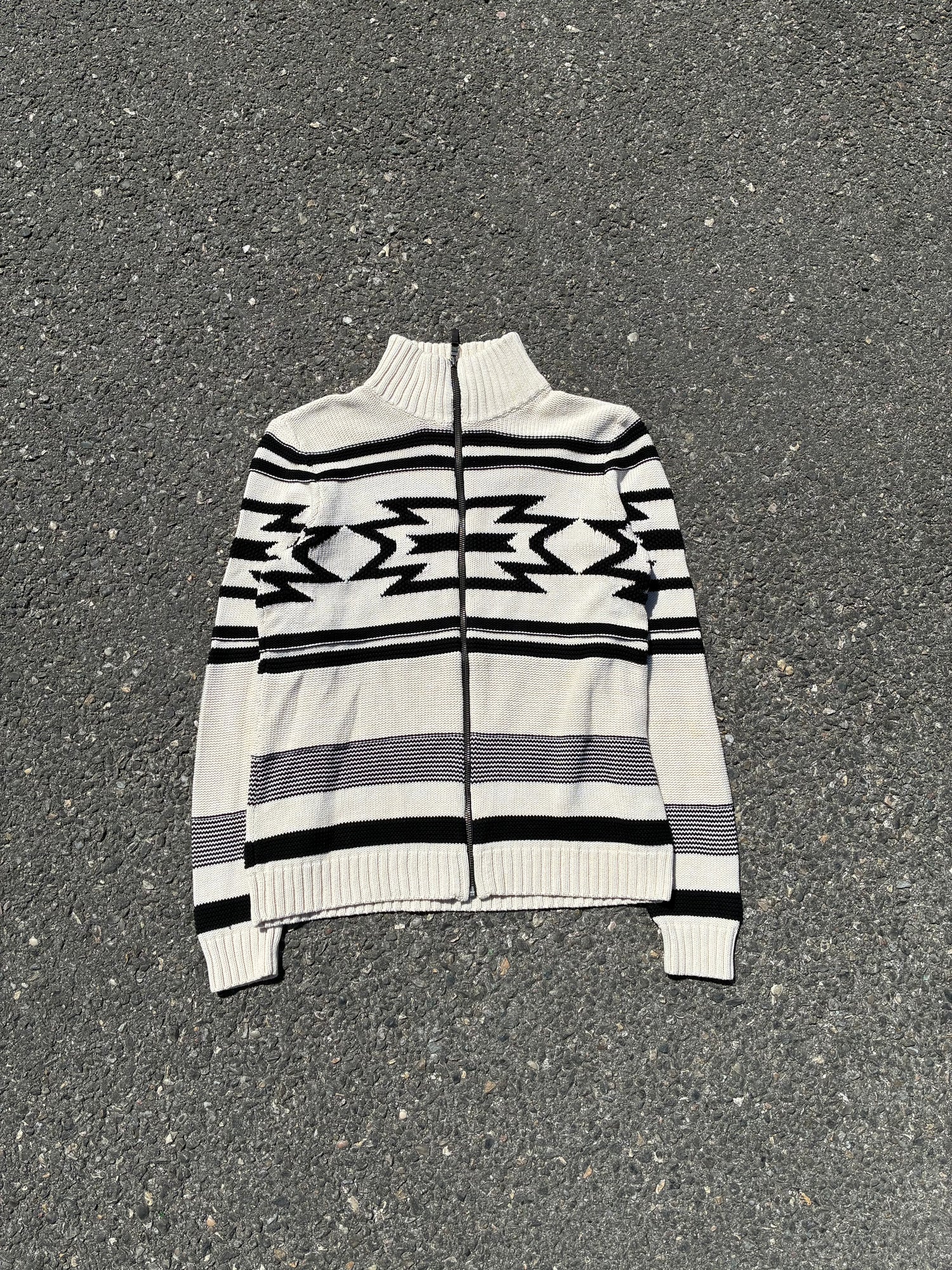 Hand Knit / Cardigan Ralph Lauren Southwestern Cream and Black Vintage Taille - L