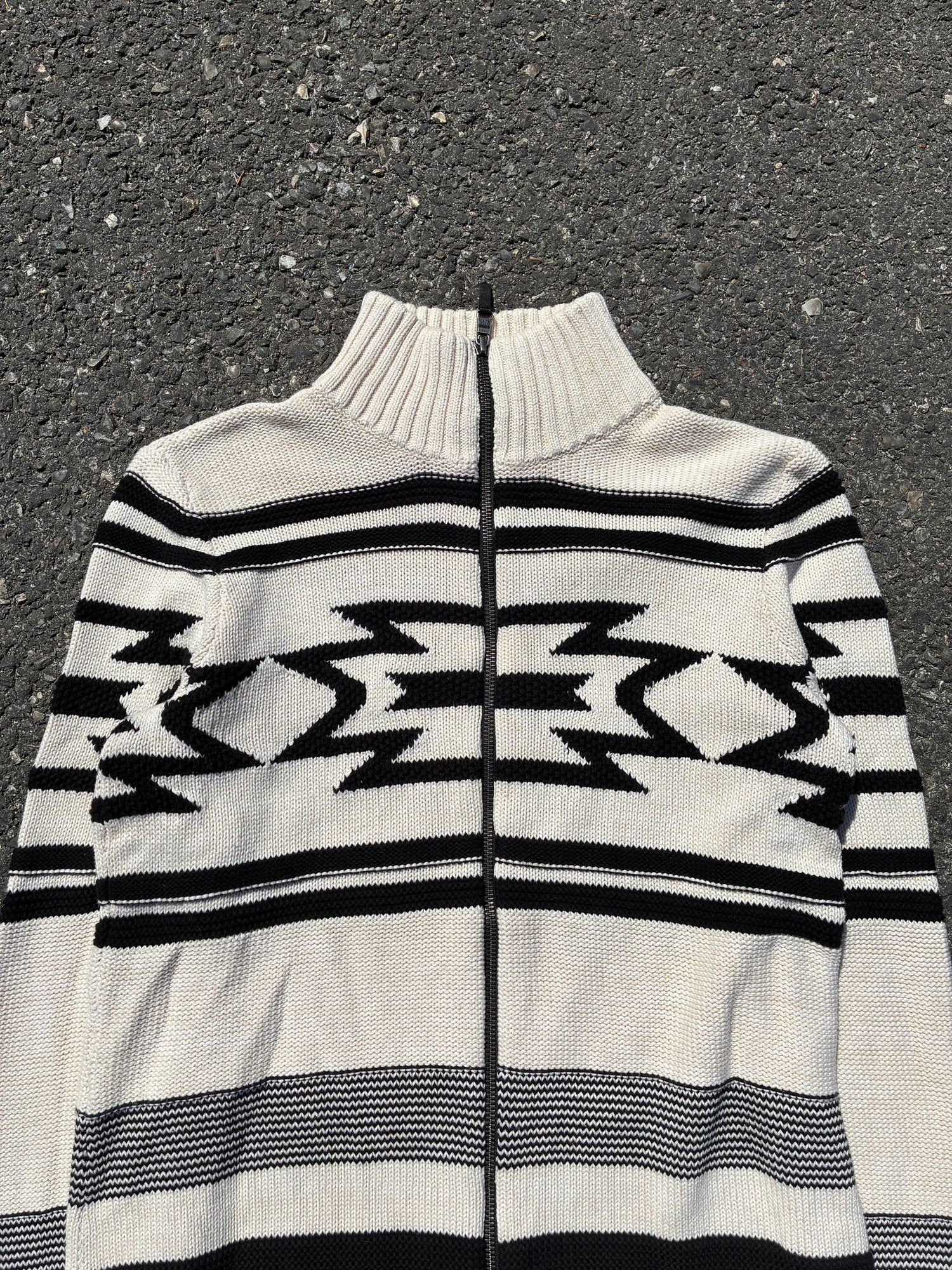 Hand Knit / Cardigan Ralph Lauren Southwestern Cream and Black Vintage Taille - L