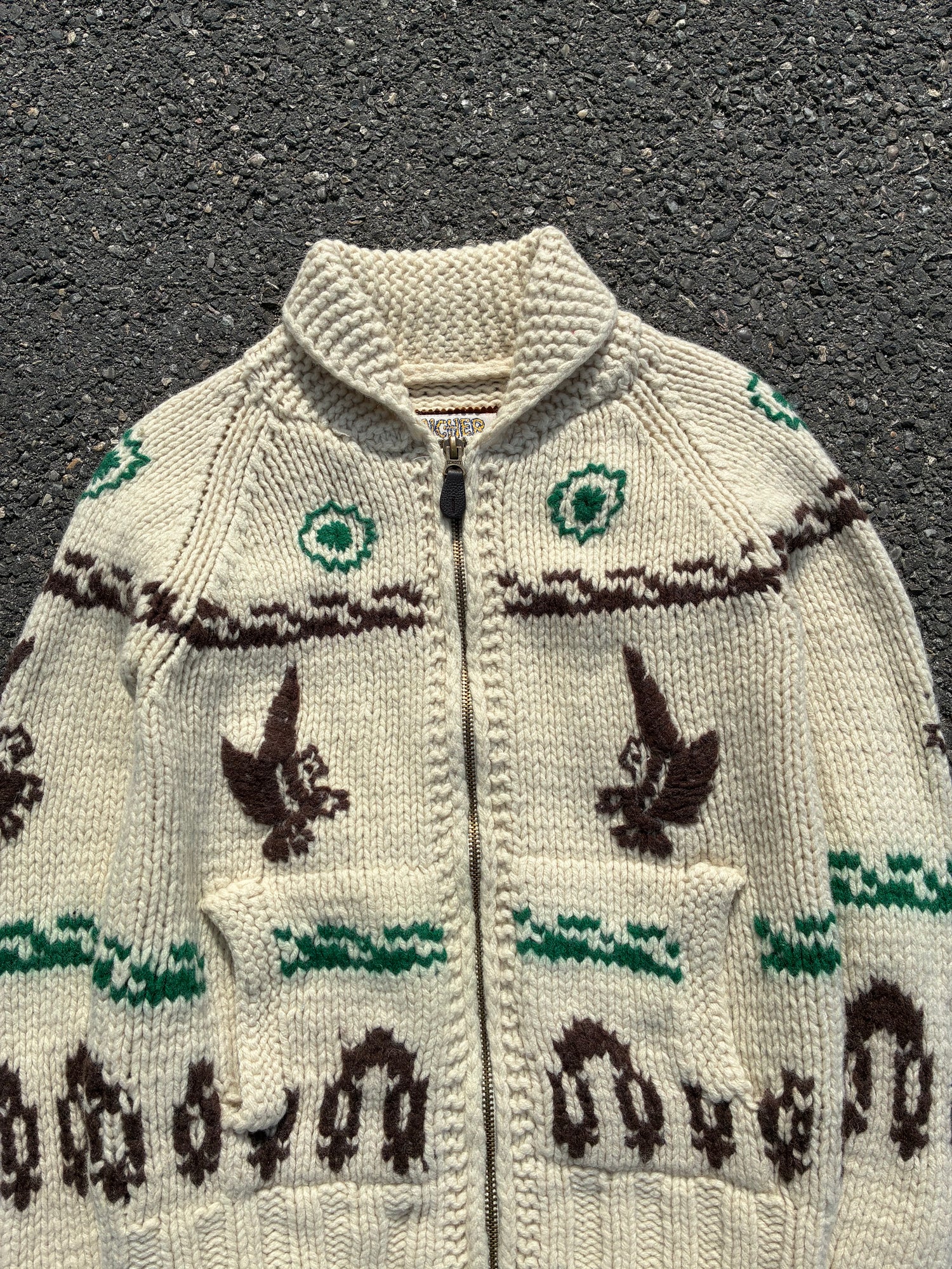 Cowichan / Hand Knit Schott en Laine de mouton - M