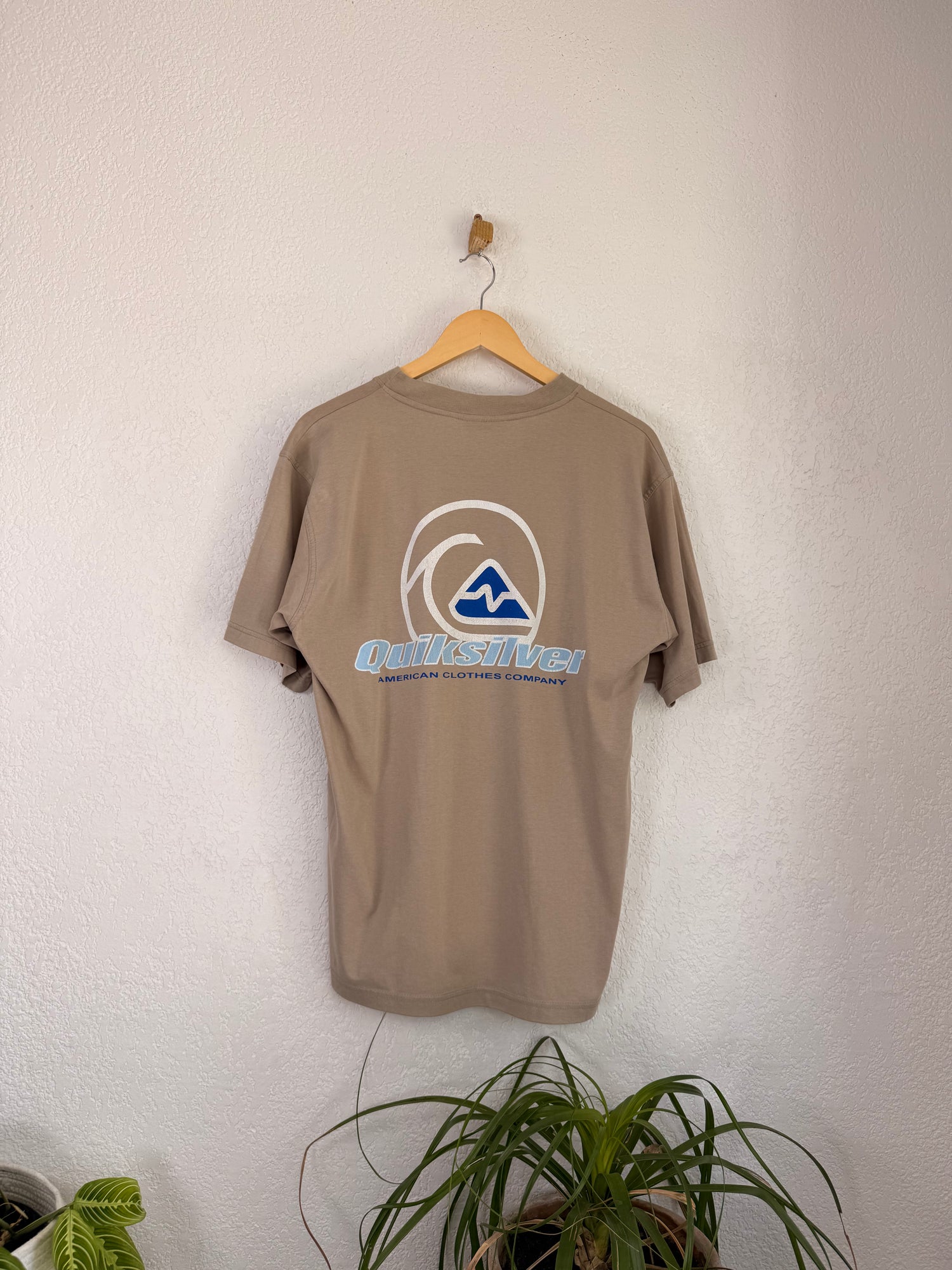 T-shirt Quiksilver Surfing Beige Vintage 90s - L